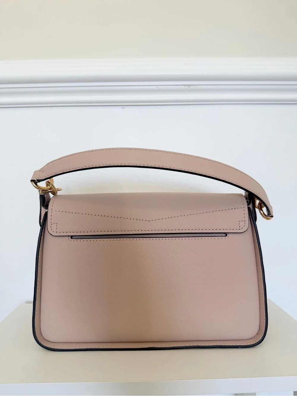 Michael Kors Sylvia Blush Soft Pink Saffiano Leather Shoulder Bag with Gold MK
